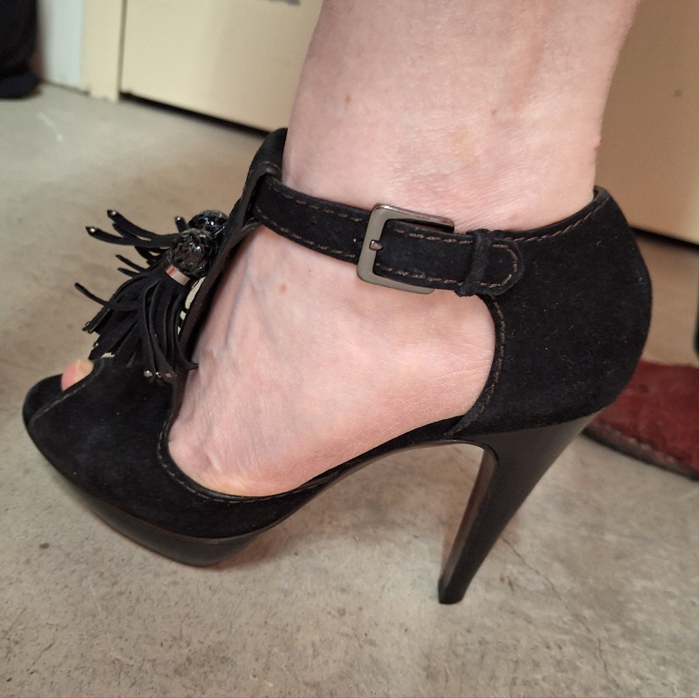COLE HAAN |  Black Suede, Platform High Heels